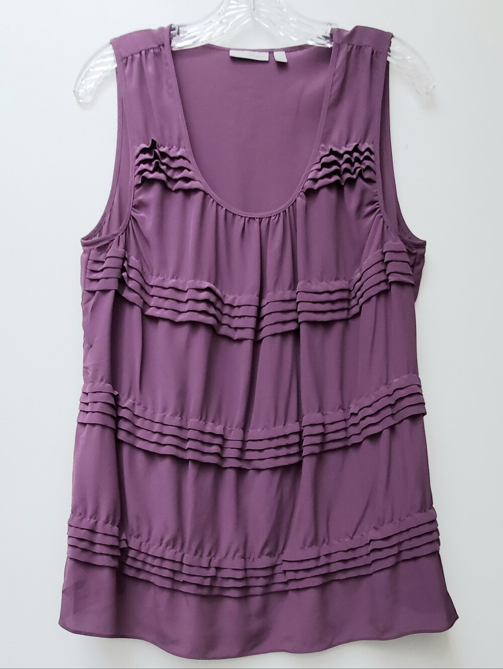 Halogen Purple Eggplant 100% Silk Sleeveless Top Size Large